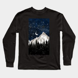 Stars Trees Dark Mountain Wonderland Celestes Studio© Long Sleeve T-Shirt